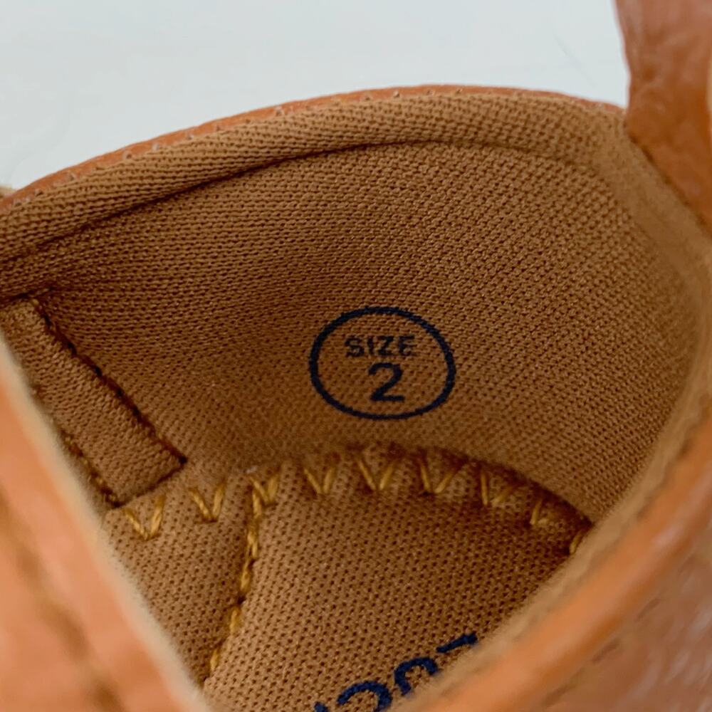 Lucky Brand Mary Jane Crib Shoes Soft Brown Faux Leather Infant Baby Girl Size 2 - Picture 5 of 9